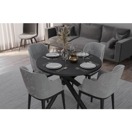 Stół okrągły 110 cm w stylu LOFT nogi pająk metal OMEGA jesion
